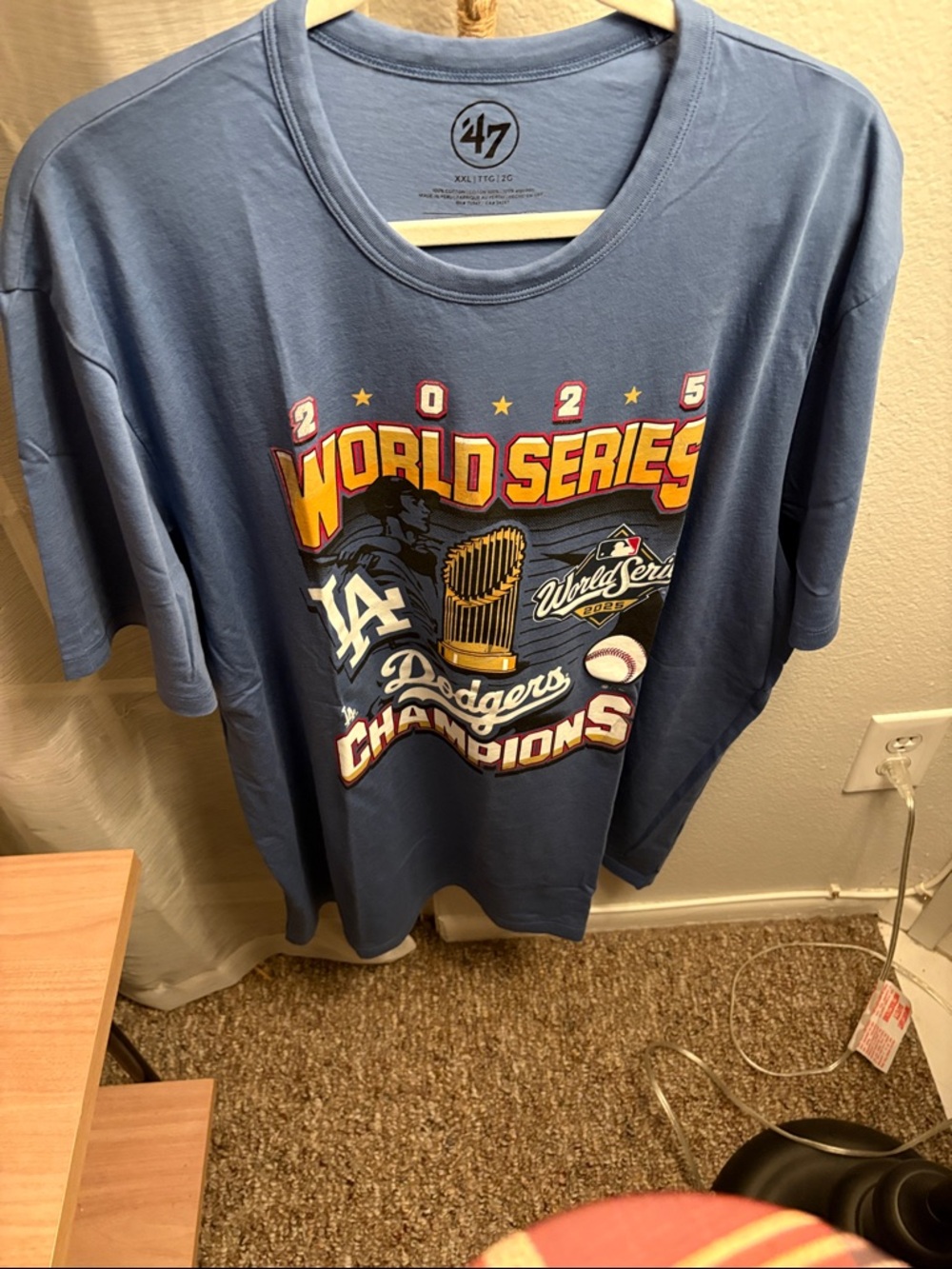 '47 Los Angeles Dodgers Sky Blue World Series Champions Tee